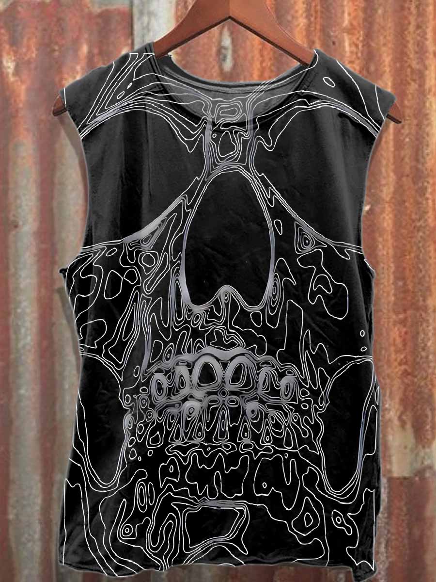 Retro Graffiti Print Casual Cotton Tank Top