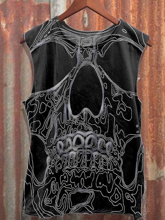 Retro Graffiti Print Casual Cotton Tank Top