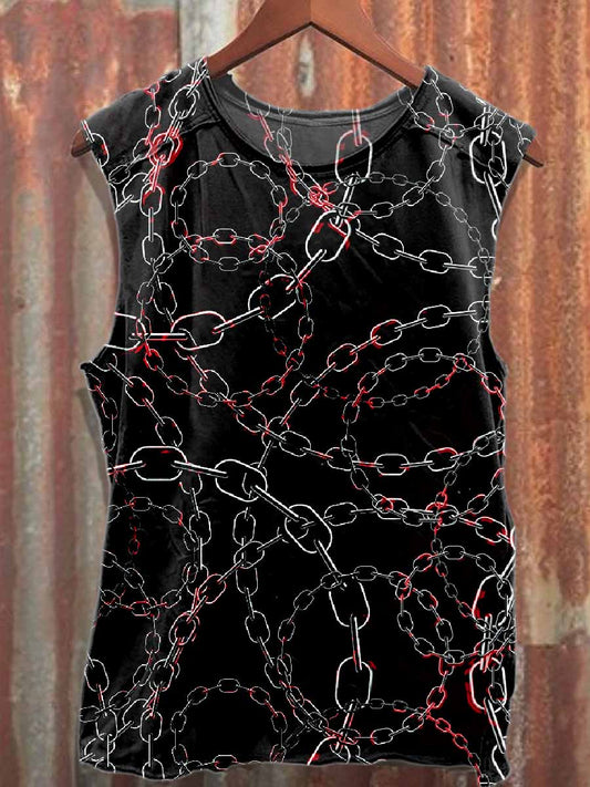 Halloween Horror Chain Print Casual Cotton Tank Top