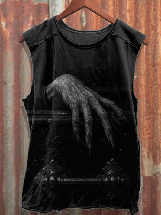 Halloween Horror Coffin Print Casual Cotton Tank Top