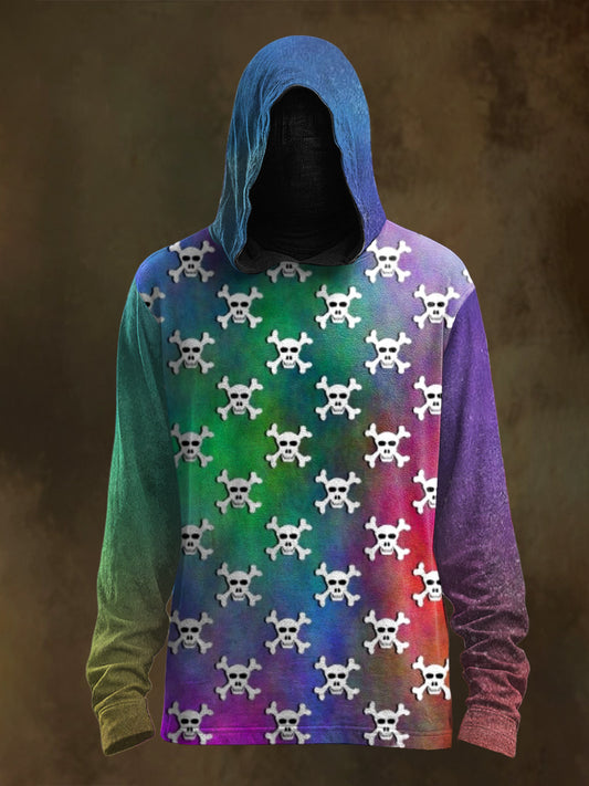 Unisex Colorful Skull Print Casual Hooded Sweatshirt