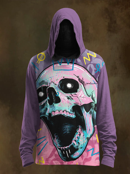 Unisex Graffiti Skull Print Casual Hooded Sweatshirt