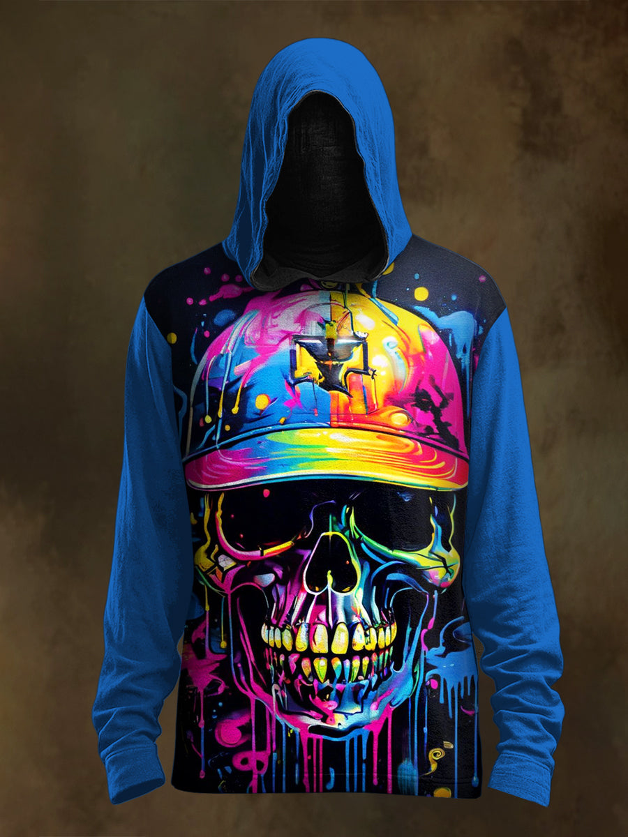 Unisex Graffiti Skull Print Casual Hooded Sweatshirt