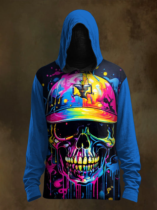 Unisex Graffiti Skull Print Casual Hooded Sweatshirt