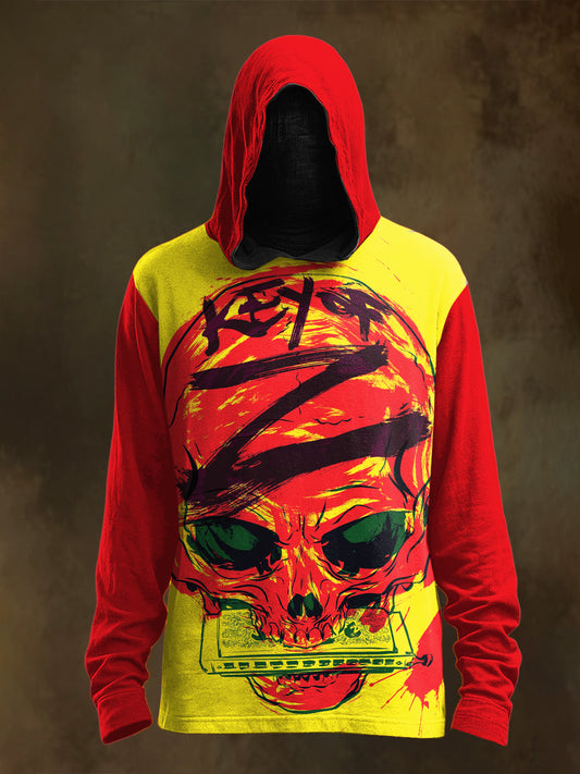 Unisex Graffiti Skull Print Casual Hooded Sweatshirt