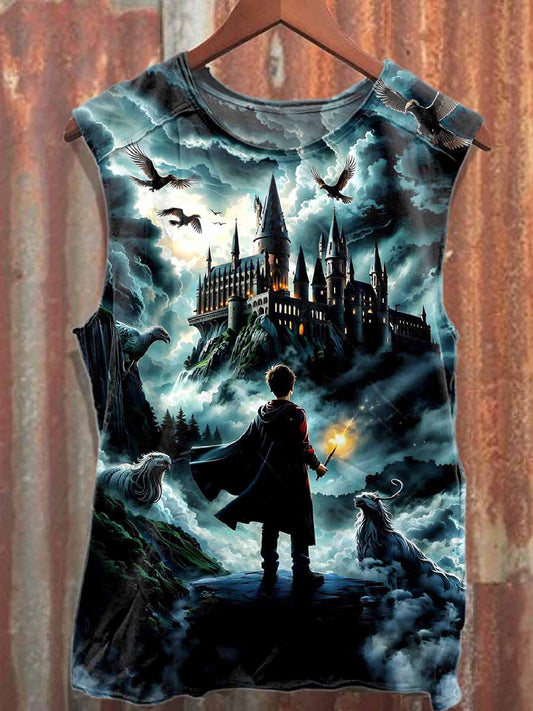 Men's Harry Potter Castle Loose Cotton Tank Top