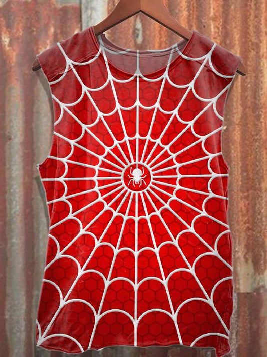 Men's Spider Web Loose Cotton Tank Top