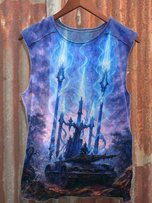 Retro Ultimate Weapon Print Casual Cotton Tank Top