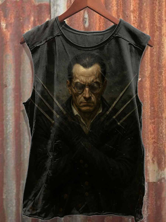 Retro Vampire Print Casual Cotton Tank Top