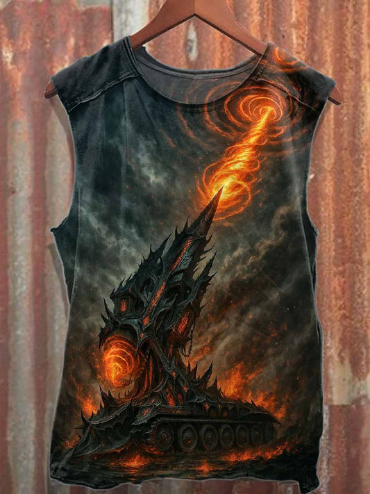 Retro Ultimate Weapon Print Casual Cotton Tank Top
