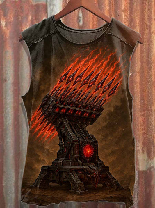 Retro Ultimate Weapon Print Casual Cotton Tank Top