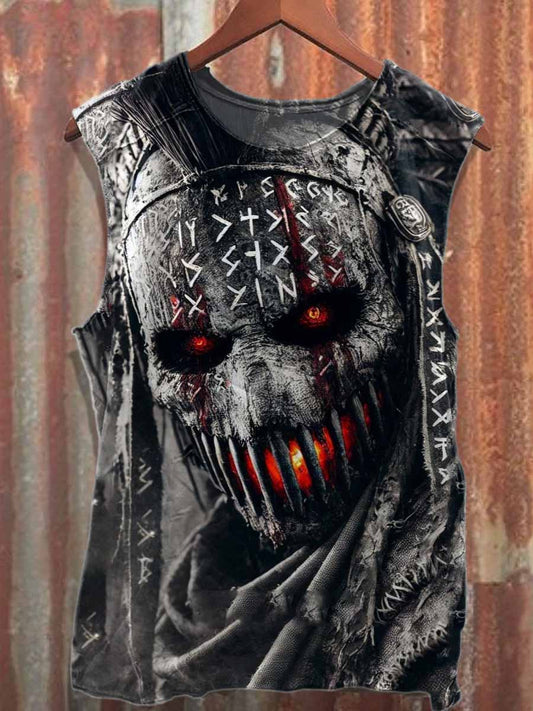 Retro Warrior Print Casual Cotton Tank Top