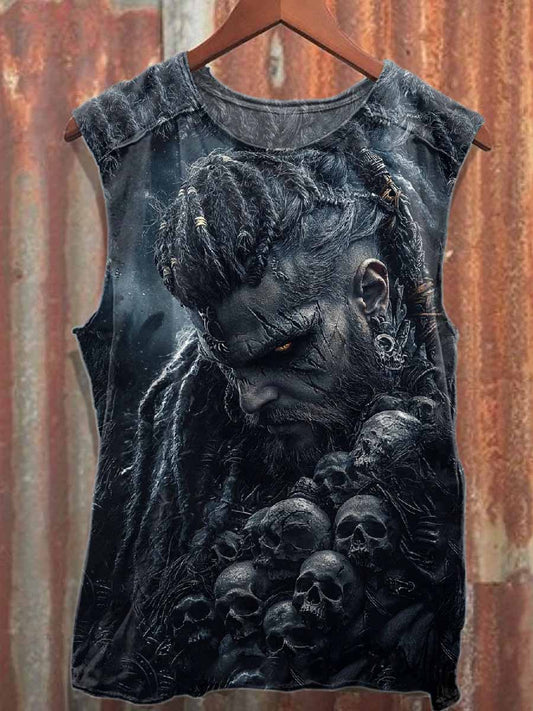 Retro Warrior Print Casual Cotton Tank Top