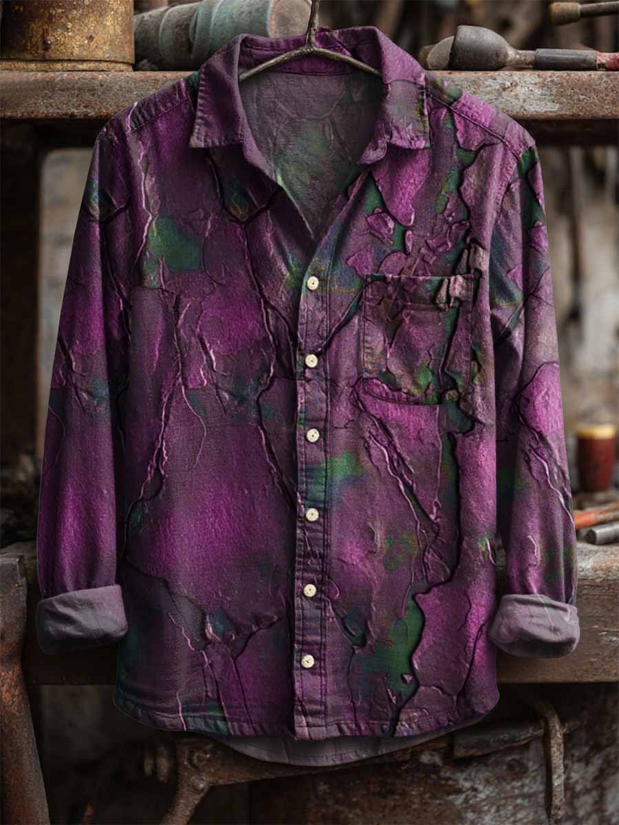 Men's Retro Print Long Sleeve Shirt