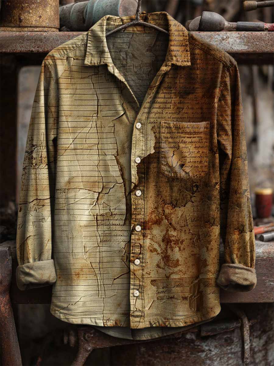 Distressed Rust Print Long Sleeve Shirt