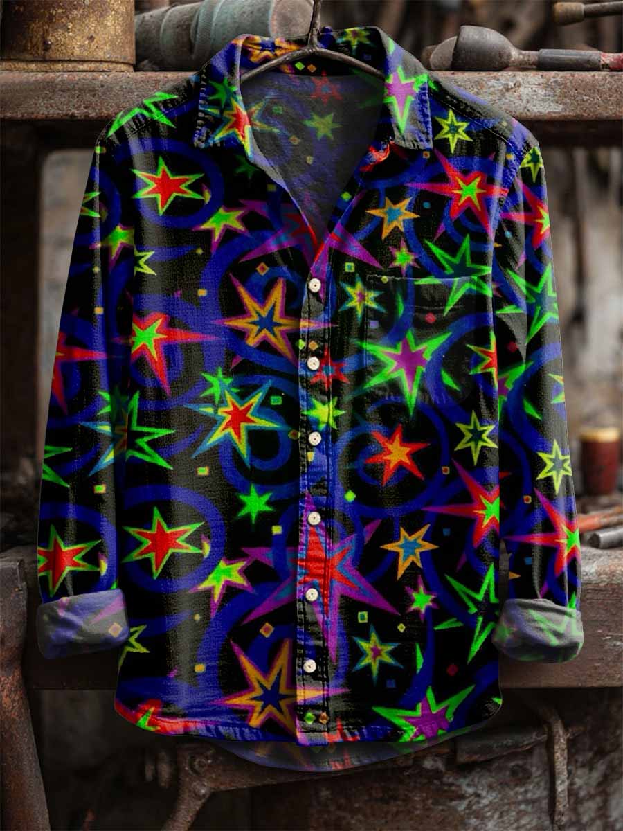 Fantasy Star Graffiti Print Long Sleeve Shirt
