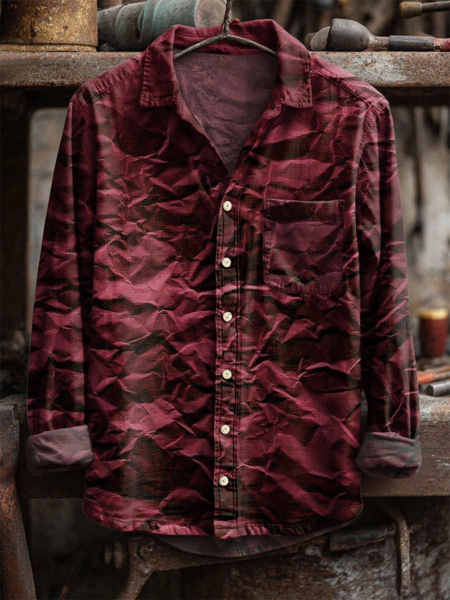 Men's Retro Print Long Sleeve Shirt