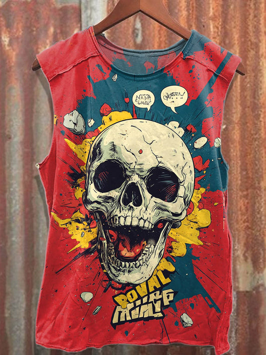 Men's Graffiti Skull Casual Cotton Tank Top