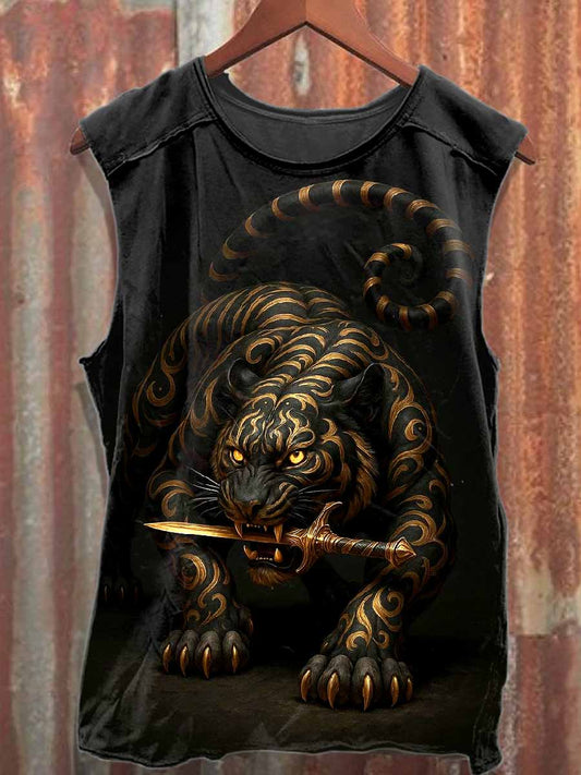 Men's Fierce Black Panther Casual Cotton Tank Top