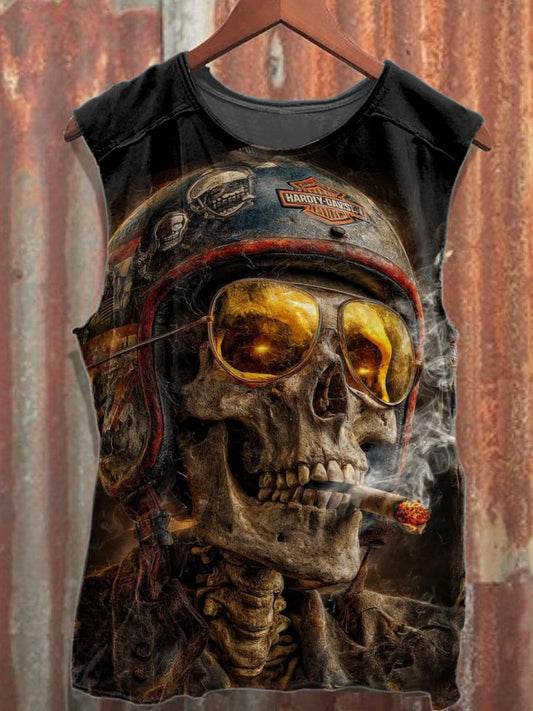 Men's Graffiti Skull Casual Cotton Tank Top