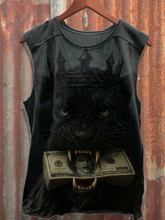 Men's Fierce Black Panther Casual Cotton Tank Top