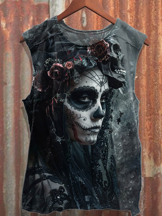 Retro Undead Casual Cotton Tank Top