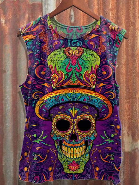 Men's Graffiti Skull Casual Cotton Tank Top