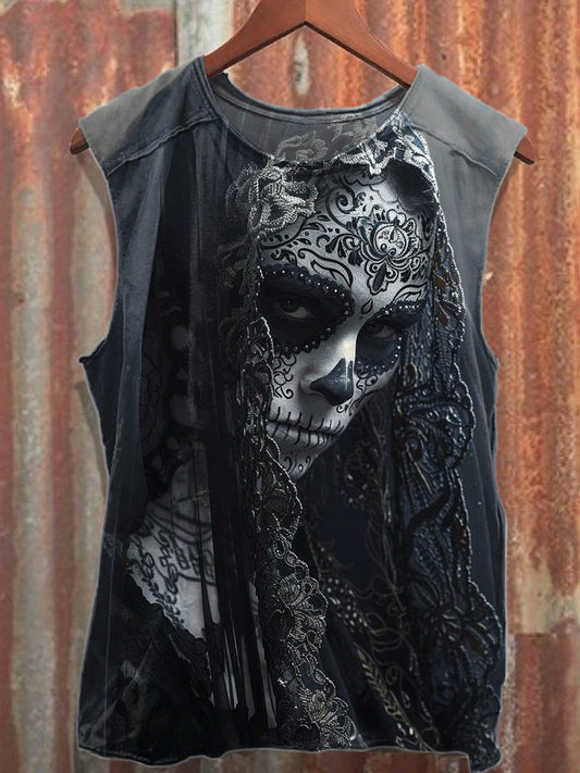 Retro Undead Casual Cotton Tank Top