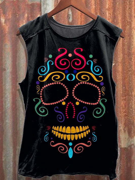 Men's Graffiti Skull Casual Cotton Tank Top