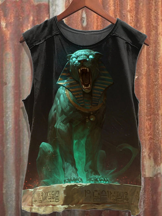 Retro Ancient Egyptian Mythology Print Casual Cotton Tank Top
