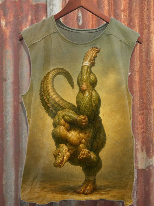 Retro Graffiti Print Casual Cotton Tank Top