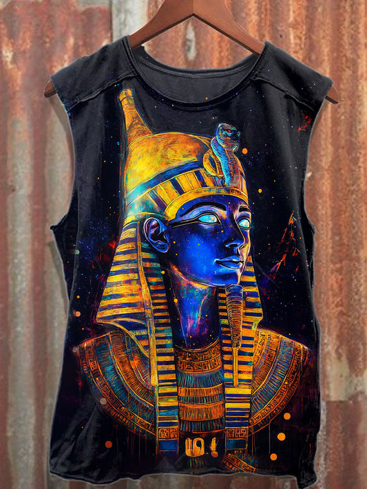 Retro Ancient Egyptian Mythology Print Casual Cotton Tank Top