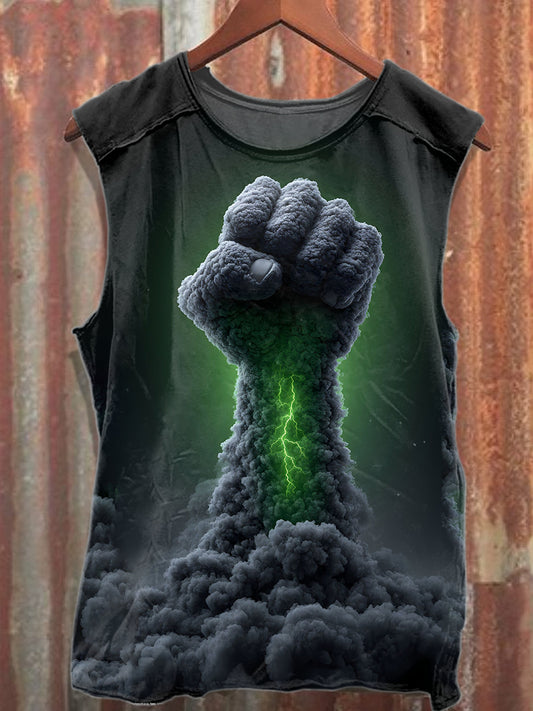 Retro Graffiti Print Casual Cotton Tank Top