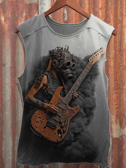 Retro Graffiti Print Cotton Tank Top