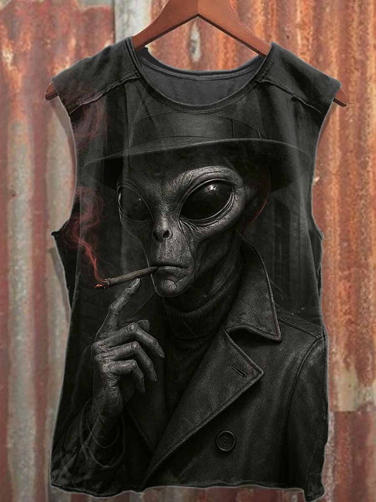 Retro Graffiti Print Cotton Tank Top