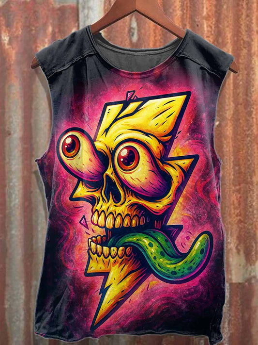 Retro Graffiti Print Casual Cotton Tank Top