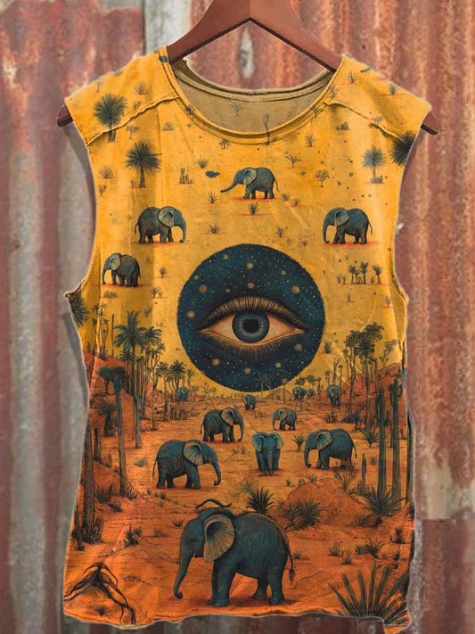 Retro Graffiti Print Casual Cotton Tank Top