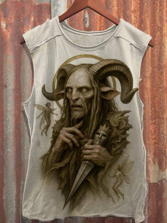 Men's Graffiti Elf Print Cotton Tank Top