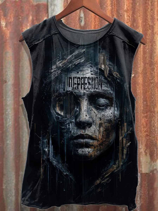 Men's Graffiti Print Cotton Tank Top