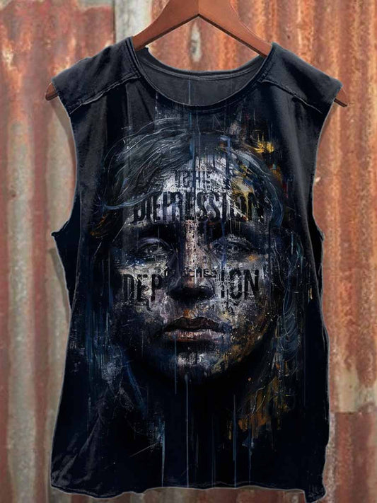 Men's Graffiti Print Cotton Tank Top