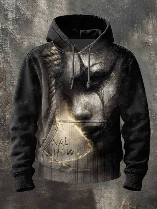 Men's Retro Graffiti Printed Hooded Sweatshirt
