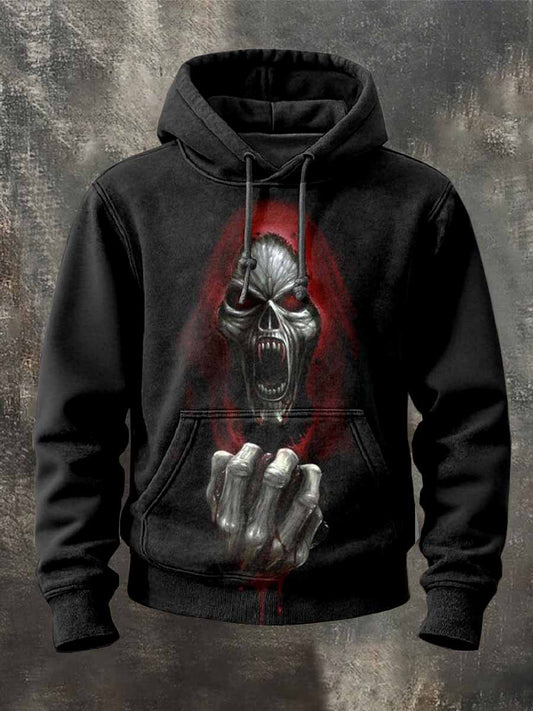 Men's Retro Graffiti Printed Hooded Sweatshirt