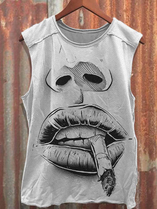 Retro Dark Style Graffiti Print Cotton Tank Top