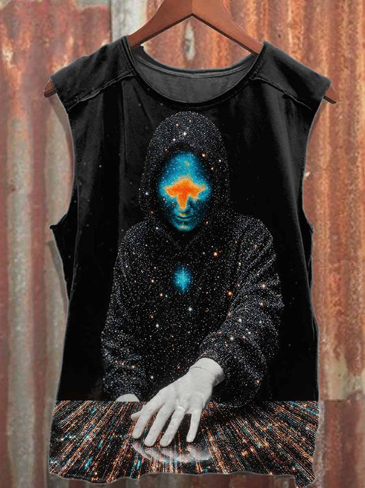 Men's Mysterious Figure Print Cotton Tank Top
