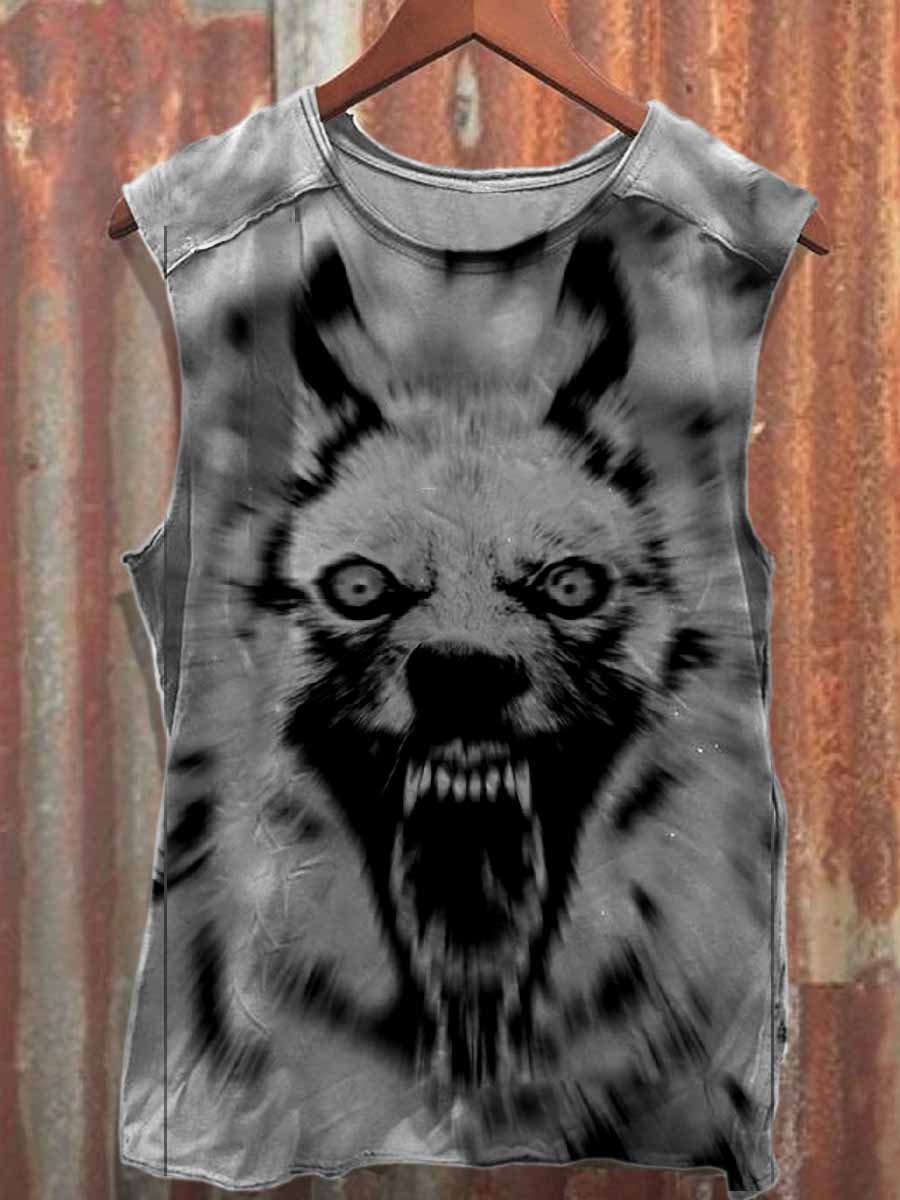 Retro Dark Style Graffiti Print Cotton Tank Top