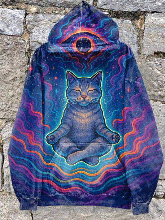 Men's Retro Gorgeous Textured Print Hooded Sweatshirt