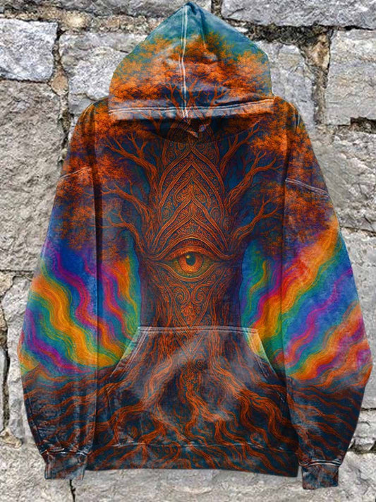 Men's Retro Gorgeous Textured Print Hooded Sweatshirt