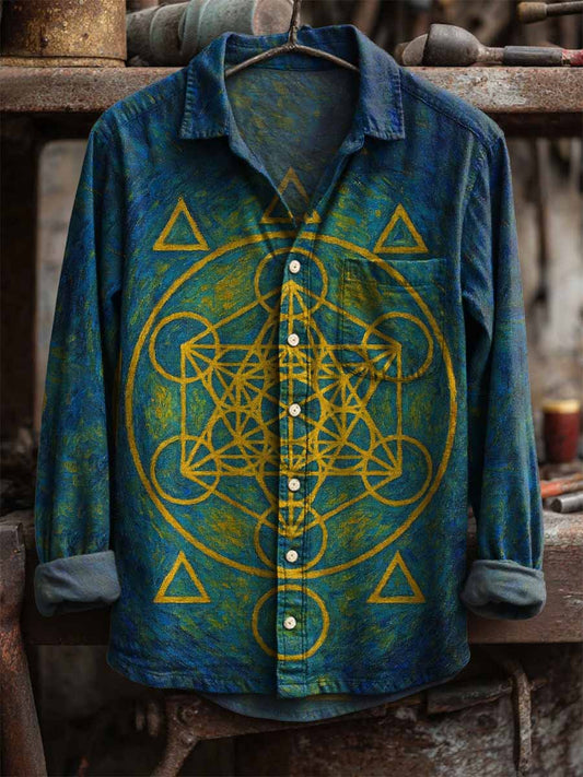 Men's Vintage Textured Print Shirt