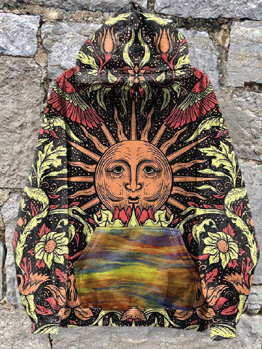 Men's Retro Gorgeous Textured Print Hooded Sweatshirt