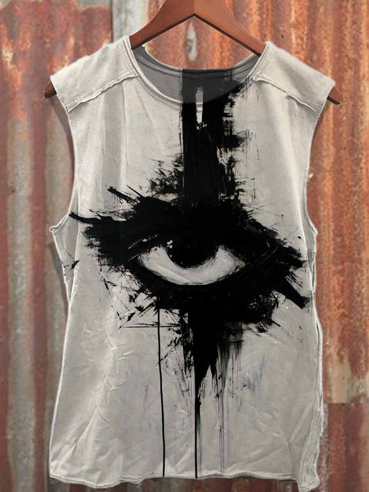 Retro Dark Style Graffiti Print Cotton Tank Top
